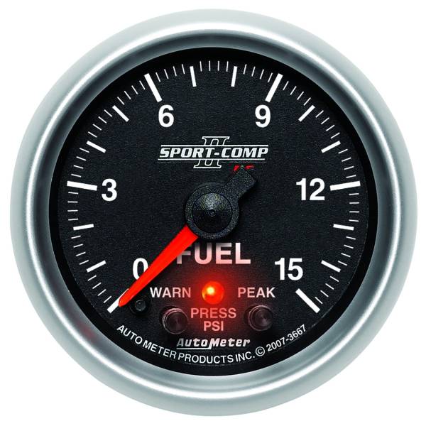 Auto Meter - AutoMeter Sport-Comp II Digital 2-1/16" 0-15 PSI Fuel Pressure 