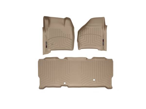 WeatherTech - WeatherTech 1999-2007 SuperCab Ford Floor Liner 1st & 2nd Row-Tan- (without floor shifter) 