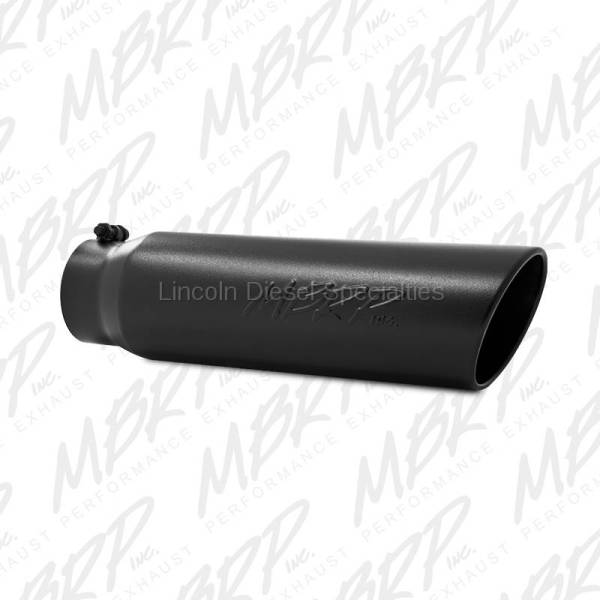 MBRP - MBRP Universal Tip 5" Angled Rolled End Exhaust Tip-Black Finish (4" Inlet 5"Outlet)