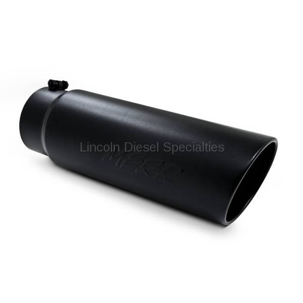 MBRP - MBRP Universal Tip 6" Angled Rolled End T304 BLACK Exhaust Tip ( 5"Inlet, 6"Outlet)