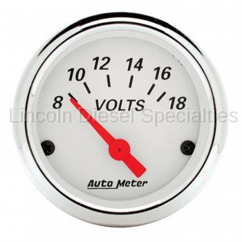 Auto Meter - Auto Meter Artic White, 2-1/16" Voltmeter, 8-18V (Universal)