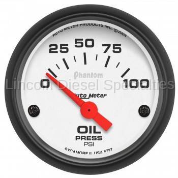 Auto Meter - Auto Meter Phantom Series, 2-1/16" Oil Pressure, 0-100 PSI, Air Core (Universal)