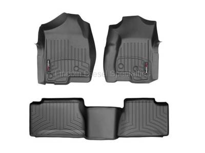 Interior Accessories - Accessories - WeatherTech - WeatherTech Duramax Extended Cab Front & Rear Laser Measured Floor Liners (Black) 2001-2007 (Std. Seat Rear Mat)