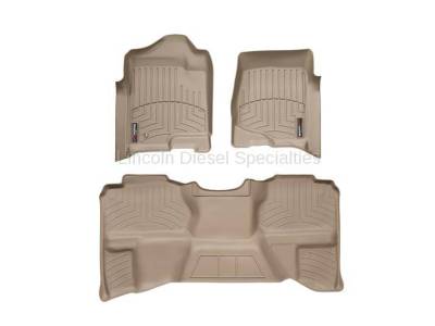 Interior Accessories - Accessories - WeatherTech - WeatherTech Duramax Extended Cab Front & Rear Laser Measured Floor Liners (Tan) 2007.5-2014 (Under Seat Rear Mat)