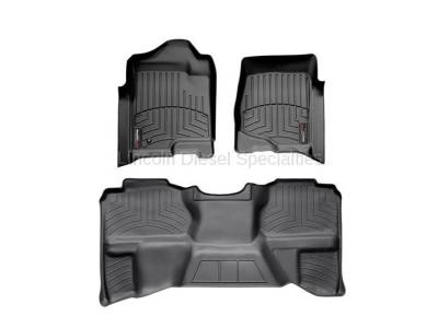 Interior Accessories - Accessories - WeatherTech - WeatherTech Duramax Extended Cab Front & Rear Laser Measured Floor Liners (Black) 2007.5-2014 (Under Seat Rear Mat)